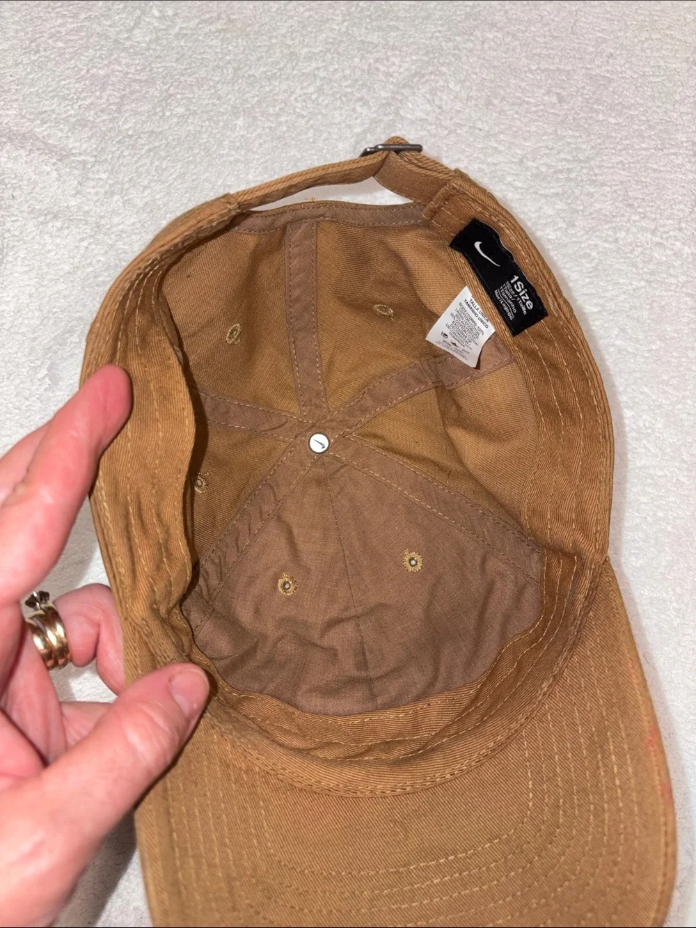 Nike structured future gold Brown Baseball Cap with White Swoosh os